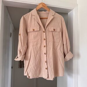 Light Tan Button-Up Cotton Shirt